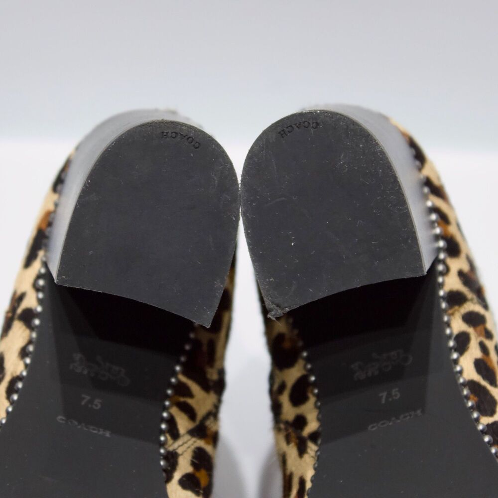 Coach Drea Leopard Print Calf Hair Leather Heeled Bootie Women 7.5B Minimal Wear - Picture 15 of 16